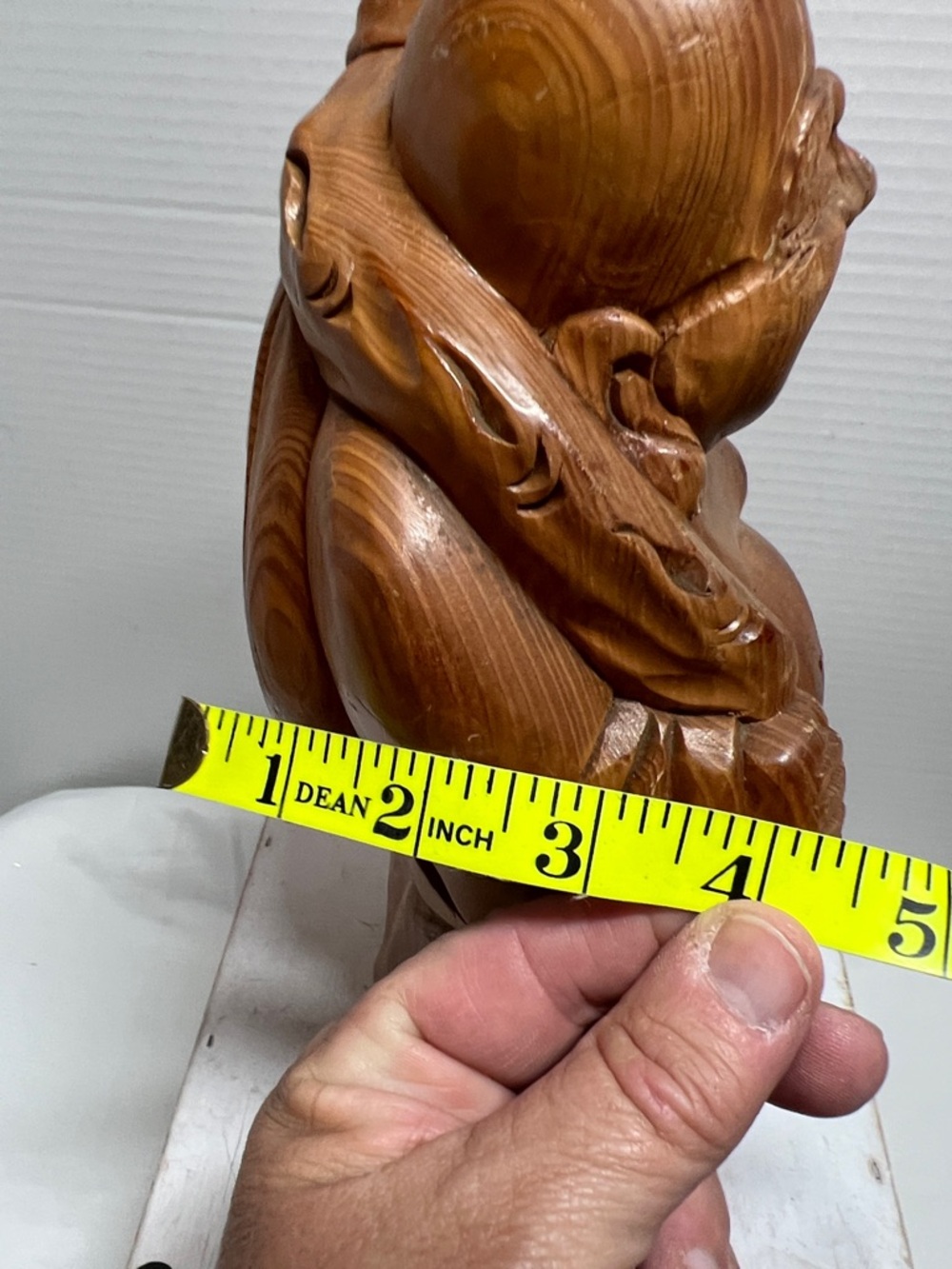 Smiling Wood-Tone Buddha Sculpture - Decorative Home Accent - Picture 10 of 10